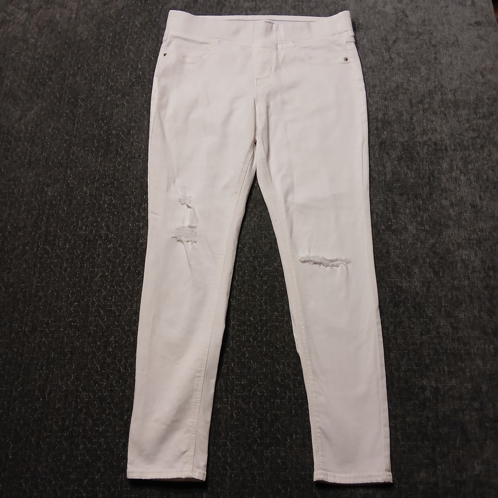Old Navy Rockstar Super Skinny Jeggings White Distressed Mid Rise Womens 10P